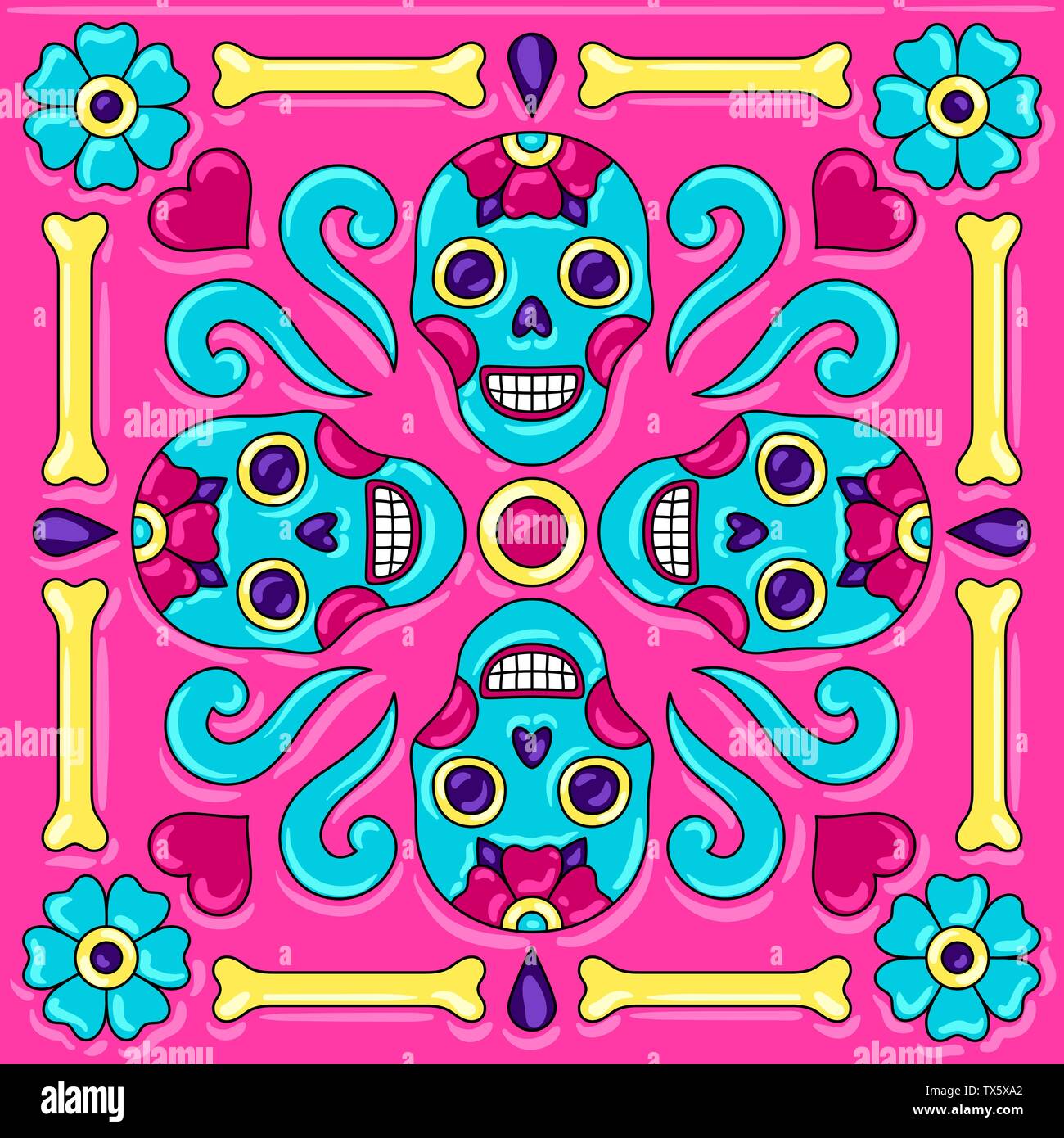 Mexico design elements skull guitar icons black design