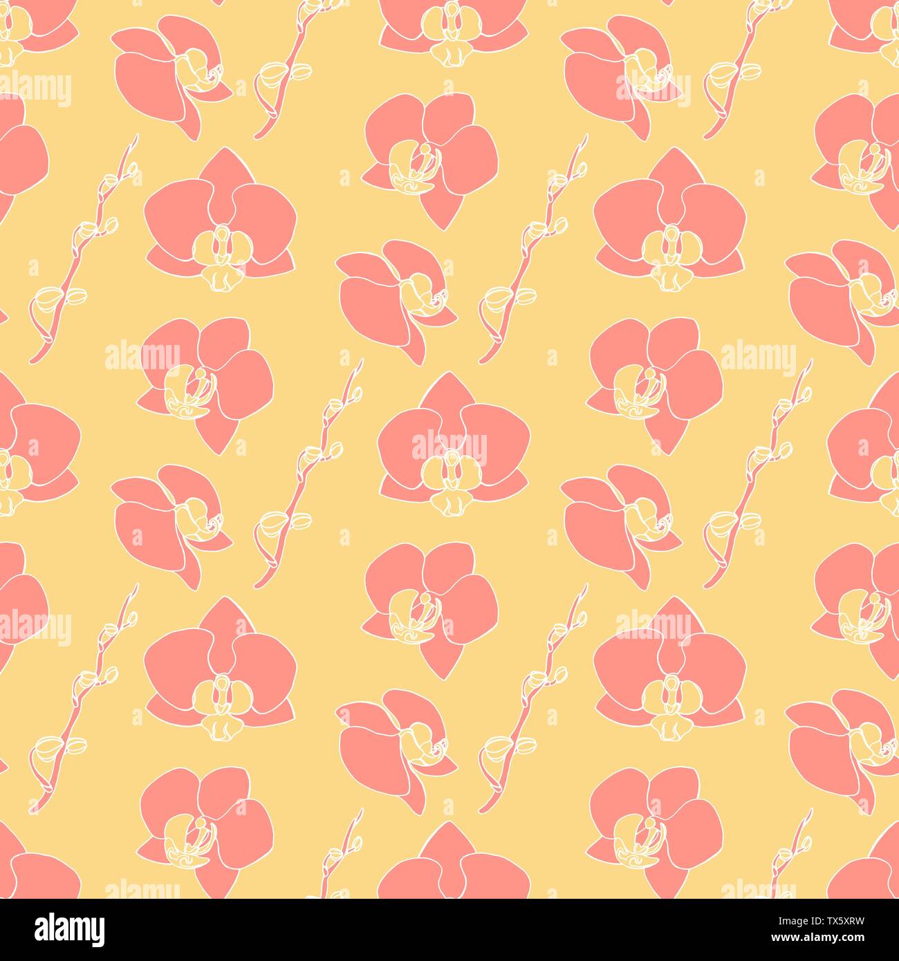 Seamless pattern with orchid flowers, nature floral background, stock ...