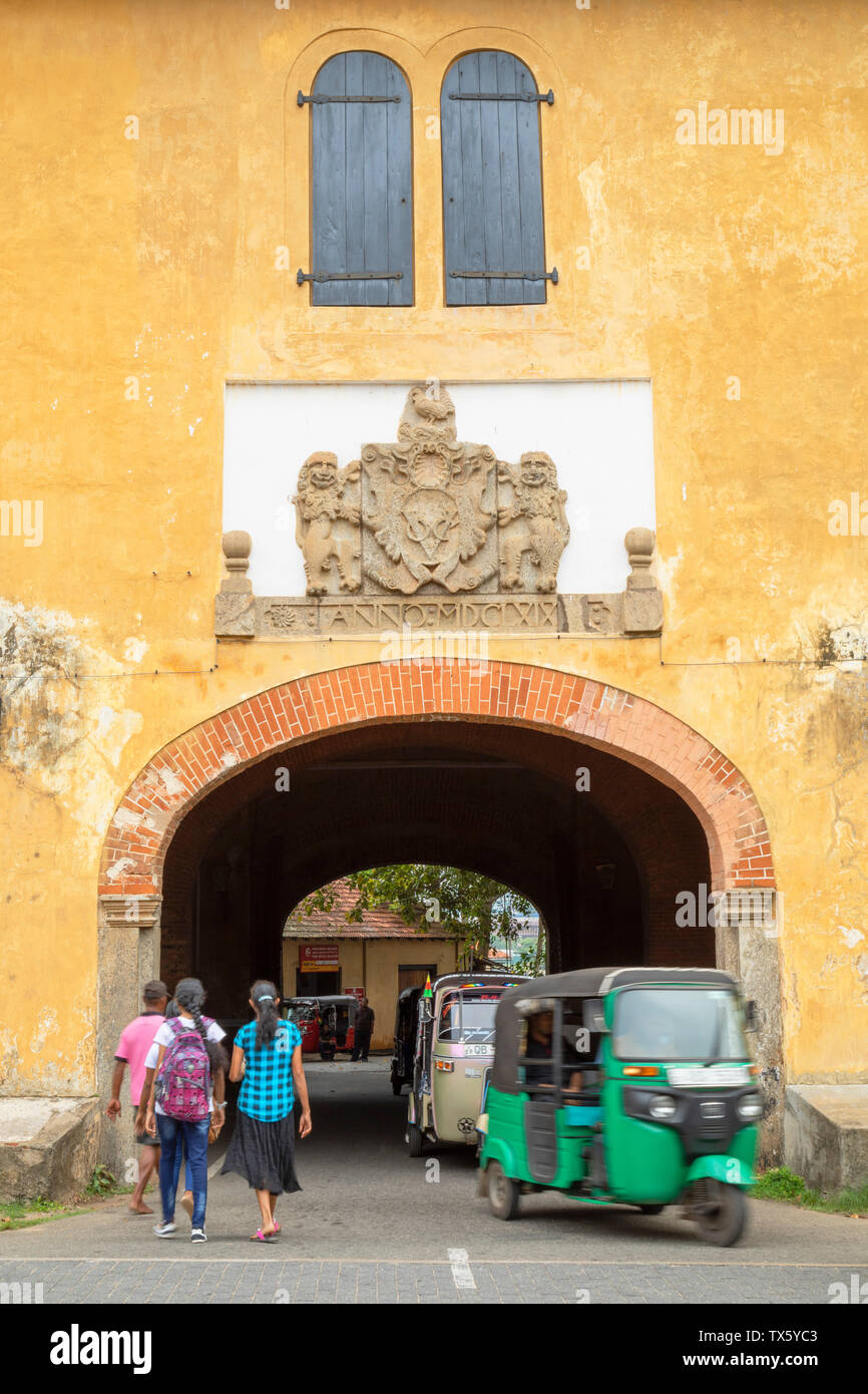 Tuk tuks at Old Gate, Galle, Southern Province, Sri Lanka Stock Photo