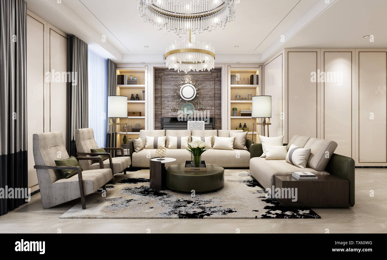 Pingqing villa design space design living room, study, dining room