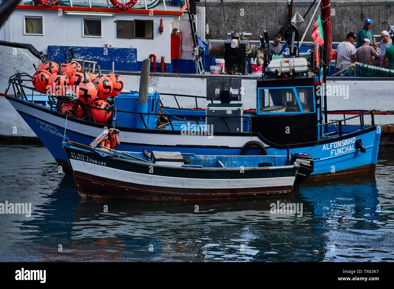 Fishing boats in funchal harbour, Madeira, Portugal Stock Photo Alamy
