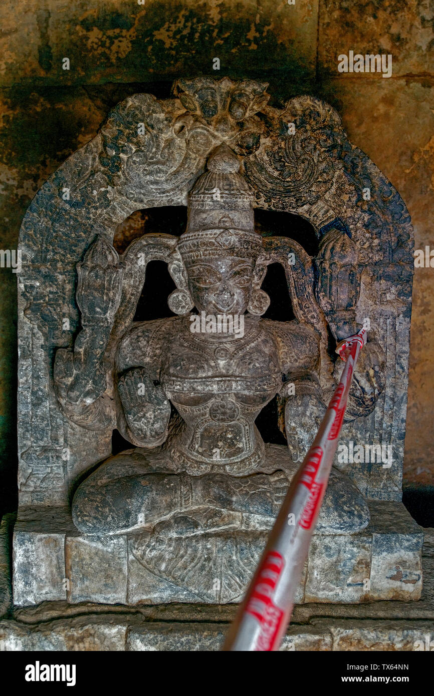 31 Oct 2009 Stone carved Laxmiji at doore of-1268 AD Hoysala Architecture-Kesava temple at Somnathpur village 45 km fro Mysore Karnataka INDIA Stock Photo