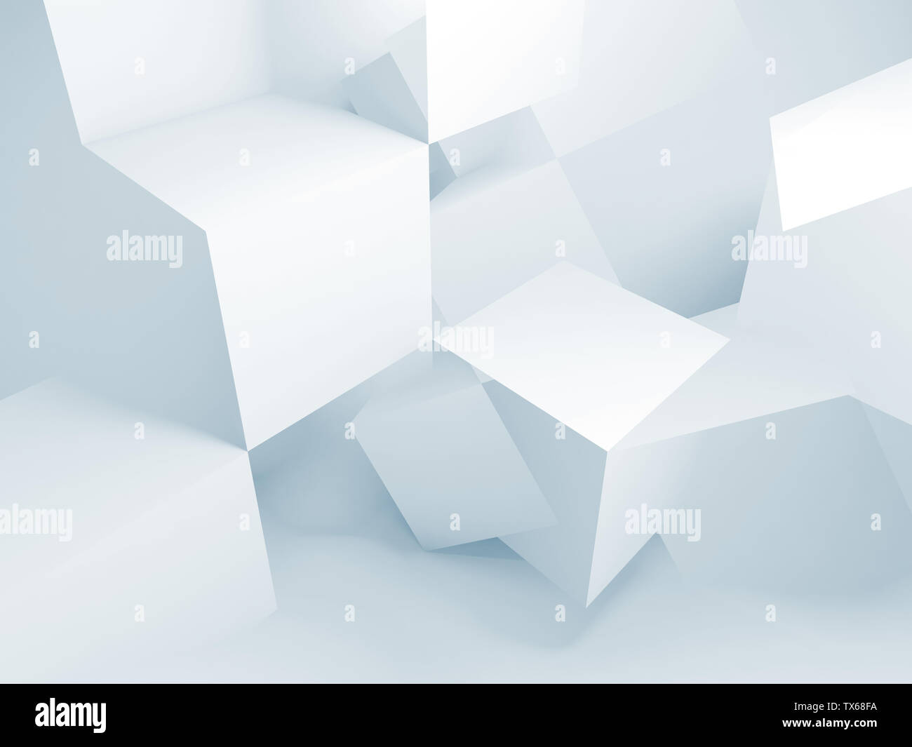 Abstract digital graphic background with white geometric installation ...