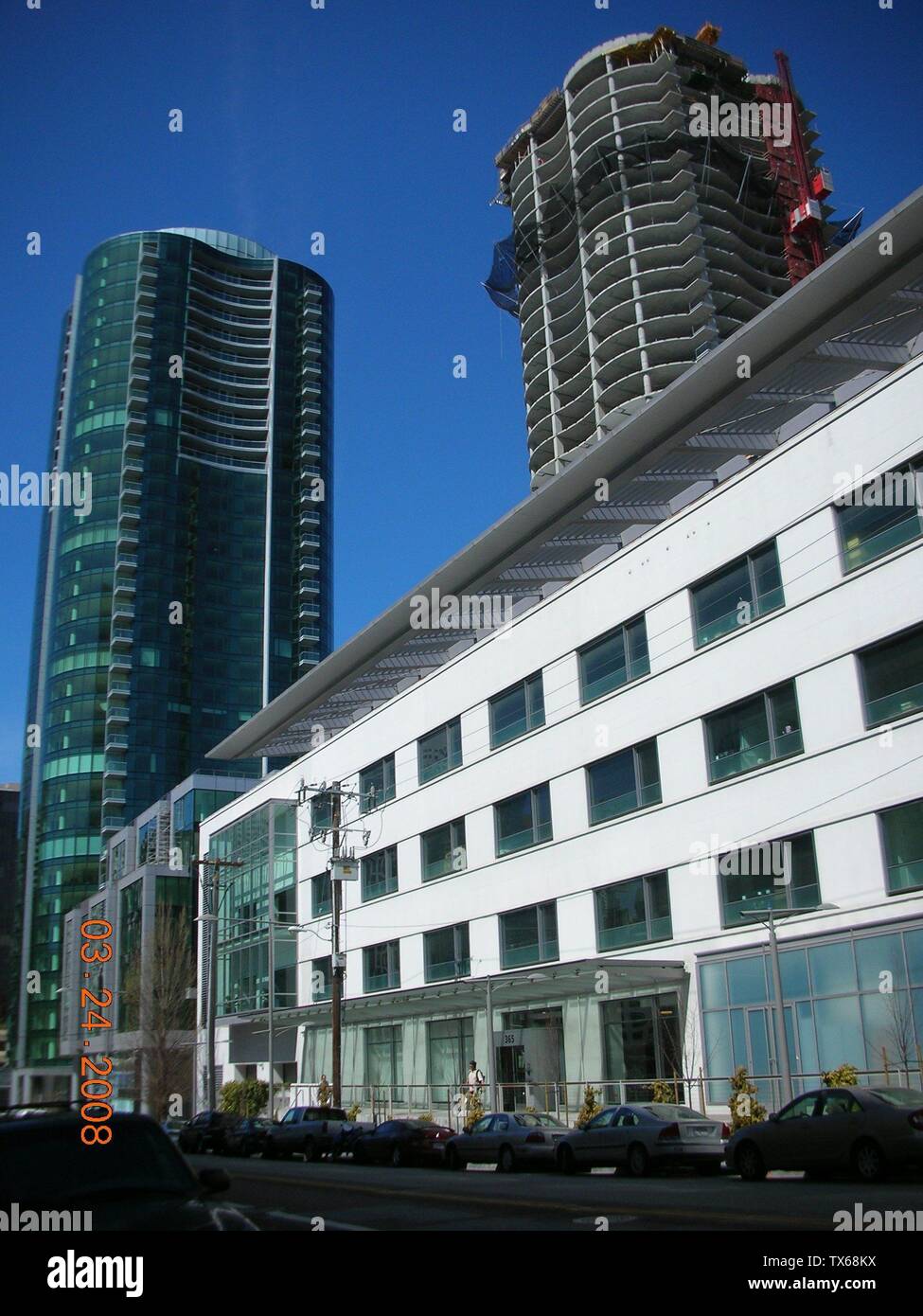 The Infinity (300 Spear Street) complex as viewed from the east. The completed tower II is on the left, while the under construction tower I is on the right.; 24 March 2008; Own work (Original text:  I created this work entirely by myself.); Cheers. Trance addict - Armin van Buuren - Oceanlab; Stock Photo