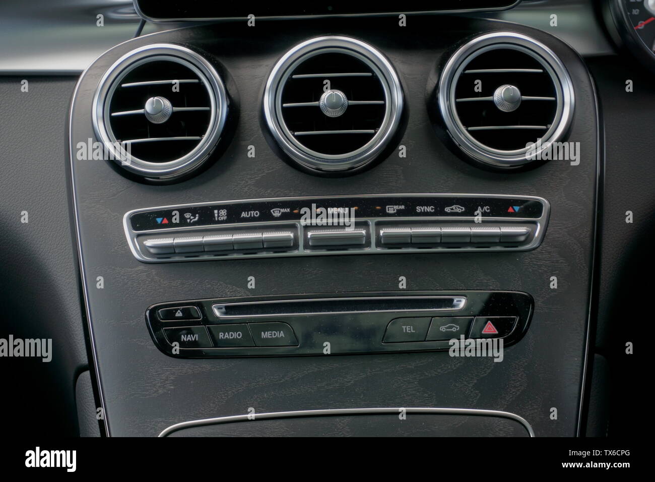 Centre console buttons in a car Stock Photo