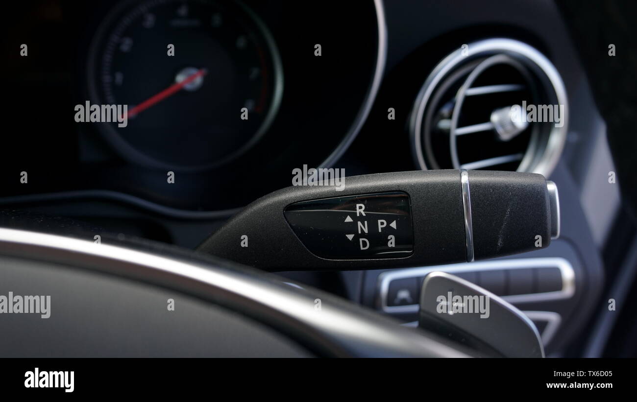 Electronic gear selector for automatic transmission Stock Photo