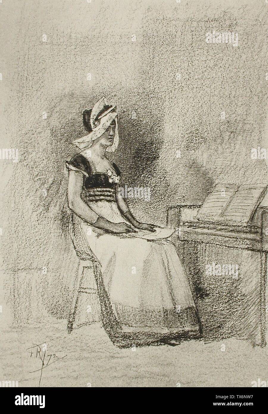 Jeune Fille au clavecin;  Belgium, 1872 Prints Phototypie Gift of Michael G. Wilson (M.84.243.318) Prints and Drawings; 1872date QS:P571,+1872-00-00T00:00:00Z/9; Stock Photo