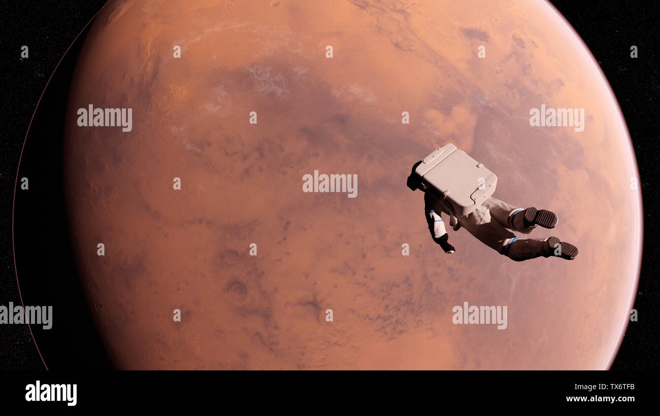 3d rendered illustration of of an astronaut infront of mars Stock Photo ...