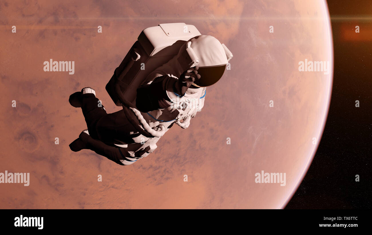 3d rendered illustration of of an astronaut infront of mars Stock Photo ...