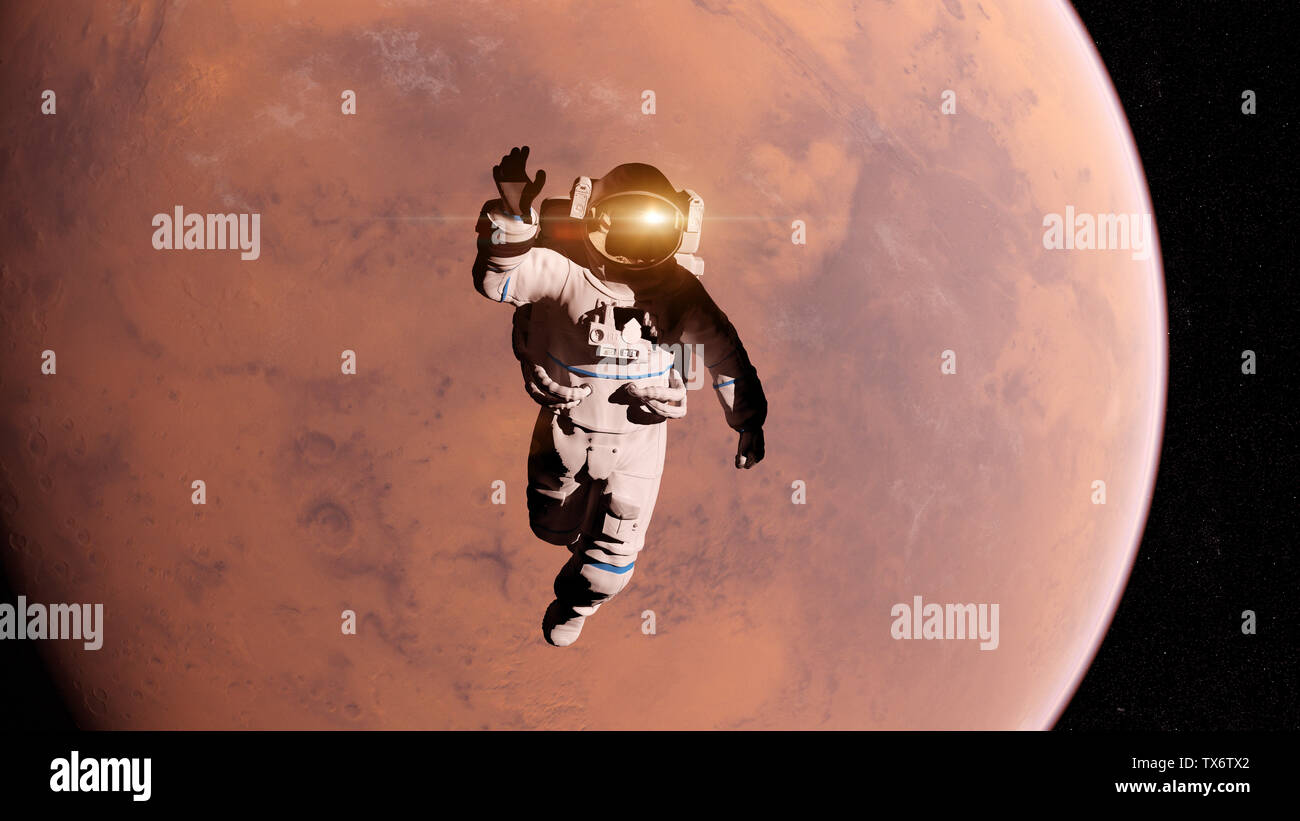 3d rendered illustration of of an astronaut infront of mars Stock Photo ...