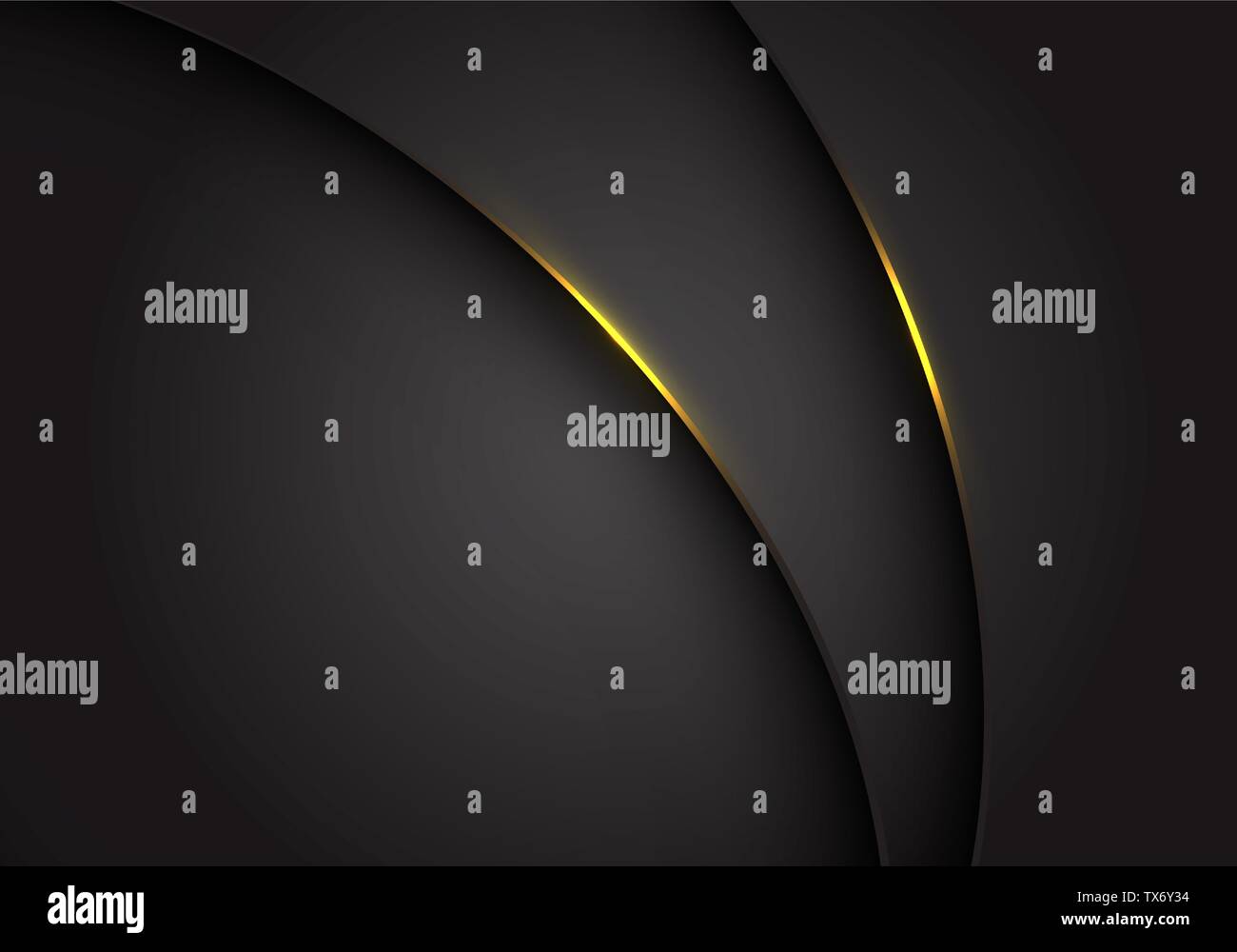 Abstract yellow light on dark grey grey metallic curve overlap with blank space design modern futuristic background vector illustration. Stock Vector