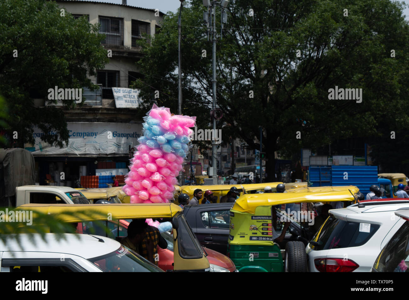 Bangalore, Karnataka India-June 04 2019 : Bengaluru city traffic near town hall, Bengaluru, India Stock Photo