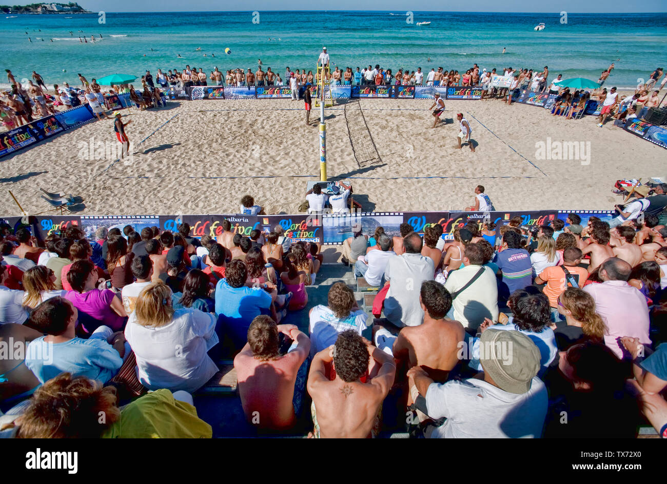 Beach volleyball Mondello Palermo Italy Stock Photo