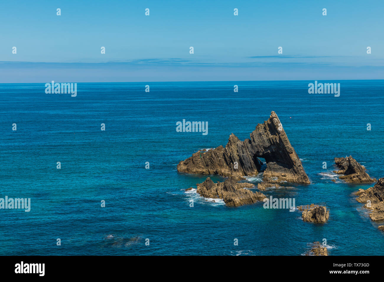 Portugal cliffs on the Atlantic ocean on a summer day. Landscape Stock Photo
