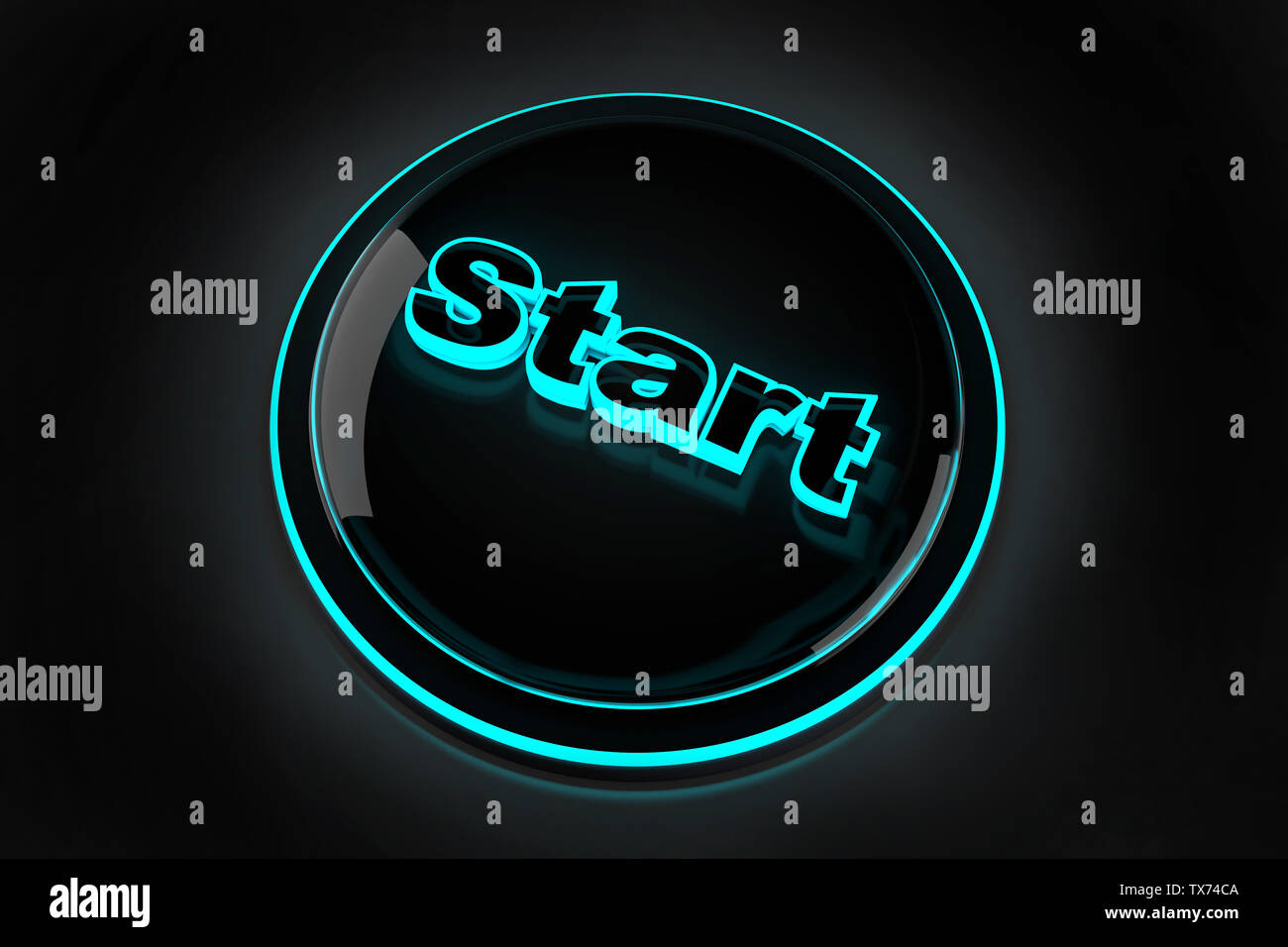 3D rendered illustration of a glowing Start button. Stock Photo