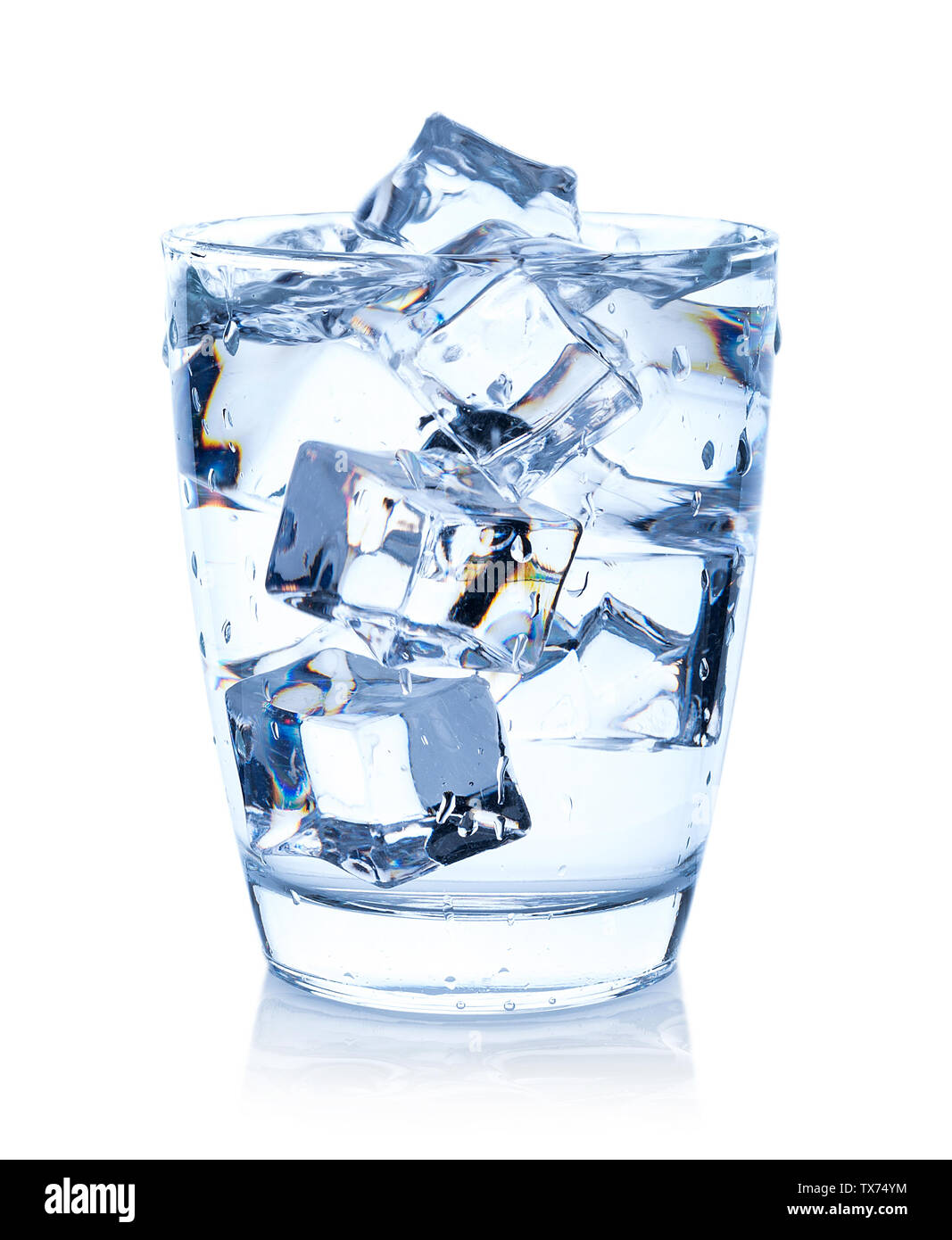 Glass of water with ice cubes isolated on white background Stock Photo ...