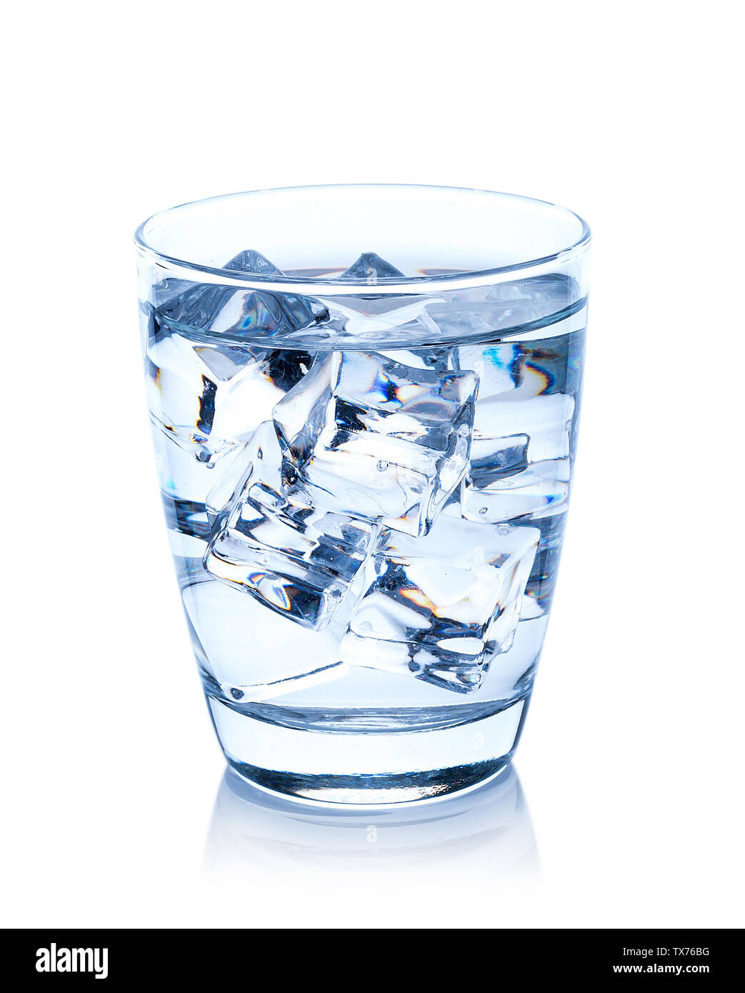 Glass of water with ice cubes isolated on white background Stock Photo ...