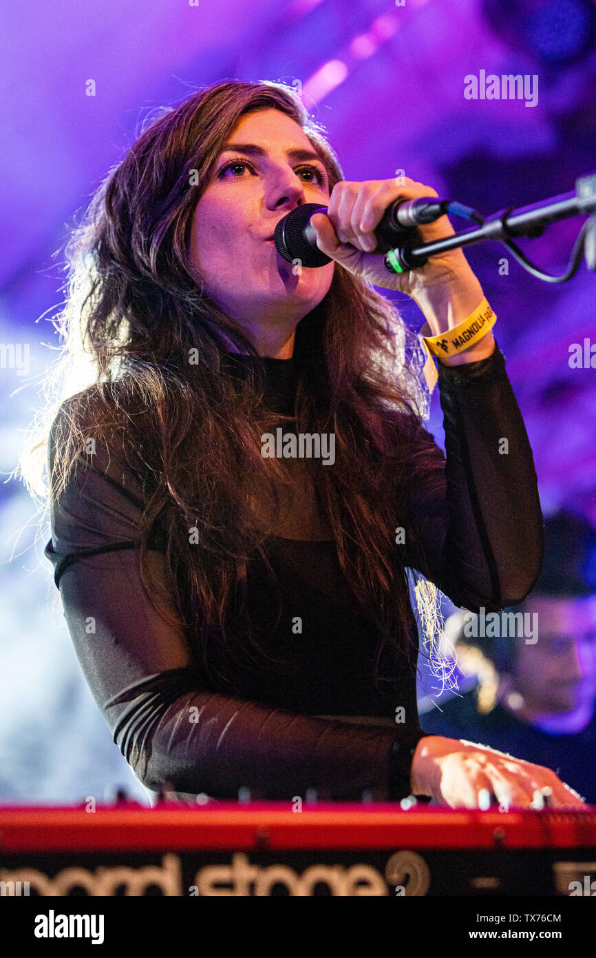 Milan Italy. 23 June 2019. The American singer/songwriter and record producer JULIA HOLTER performs live on stage at Circolo Magnolia during the 'Aviary Tour' Stock Photo