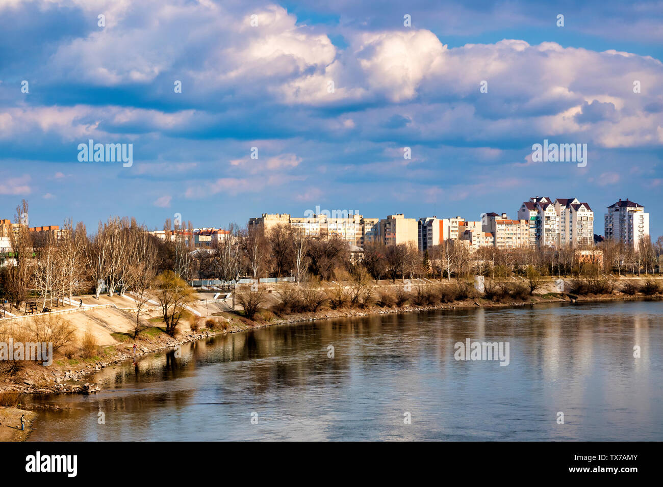 Dniester river passing through Tiraspol, Tiraspol, Transnistria, Moldova Stock Photo