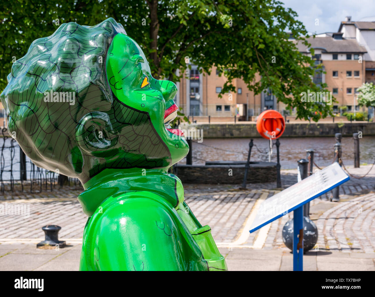 Oor Wullie Big Bucket Art Trail, Oor Wullie sculpture by Ruairidh Brunton, Leith, Edinburgh, Scotland Stock Photo