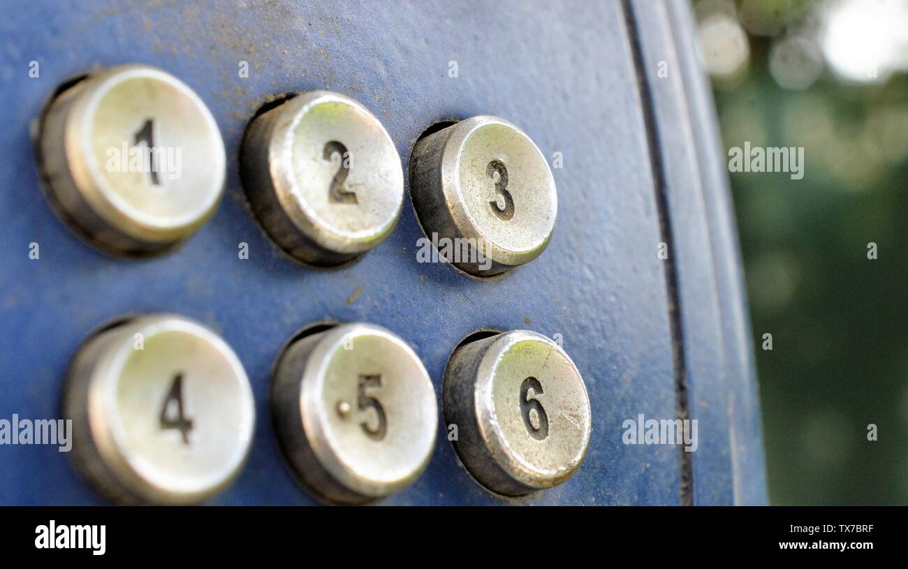 old public phone dirty buttons image Stock Photo - Alamy
