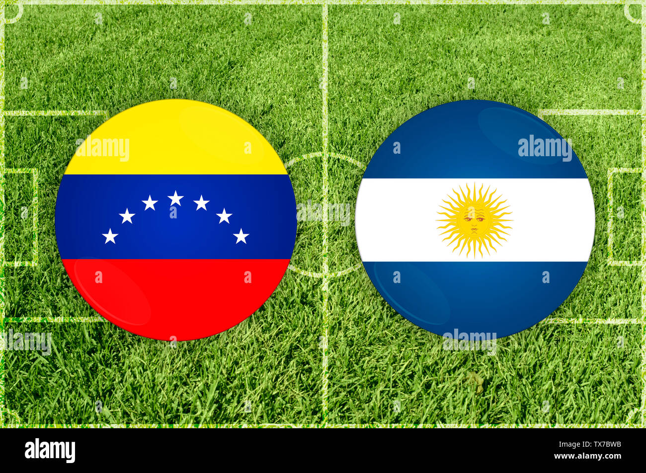 Venezuela vs Argentina football match Stock Photo