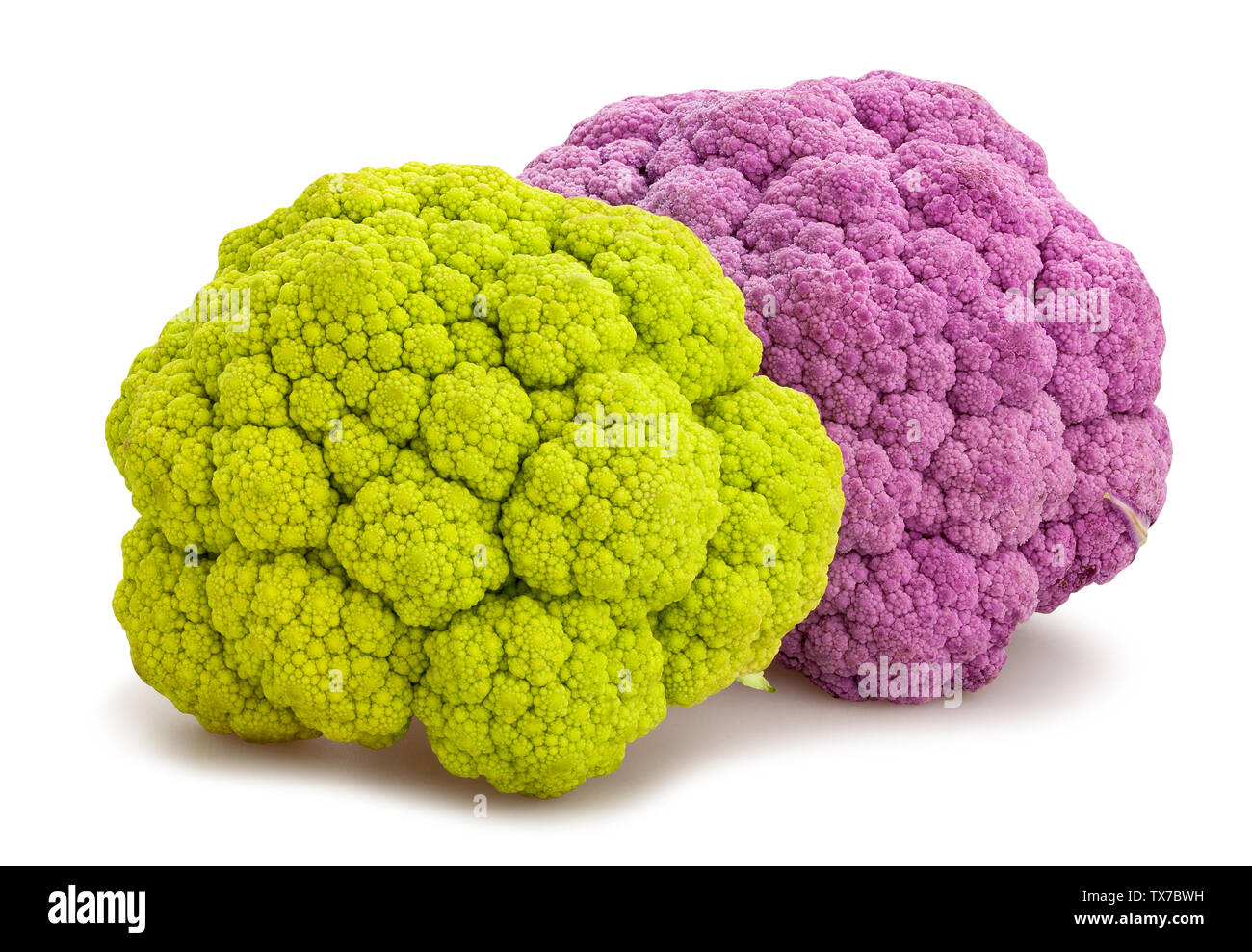 colored cauliflower path isolated on white Stock Photo