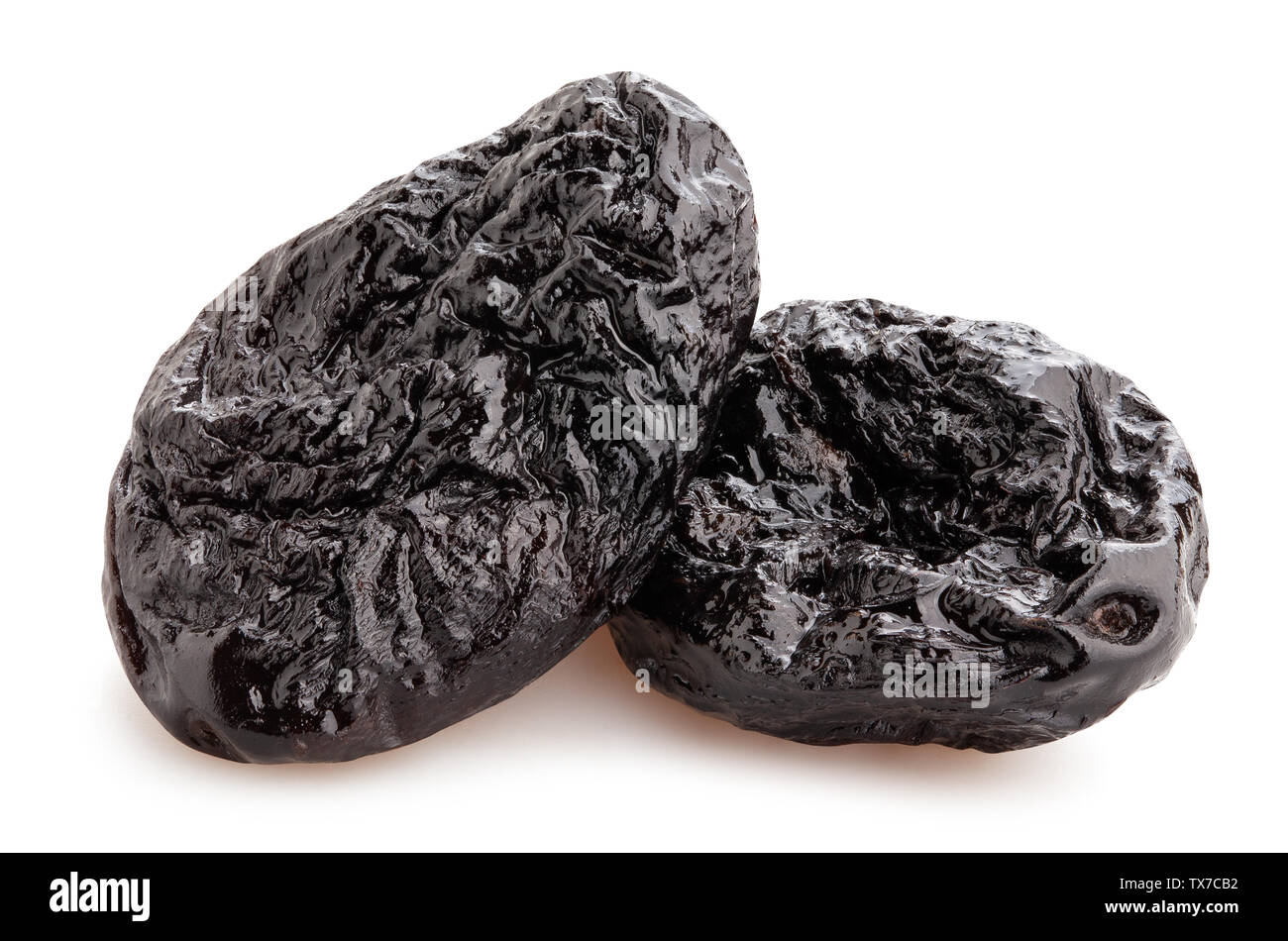 prunes path isolated on white Stock Photo