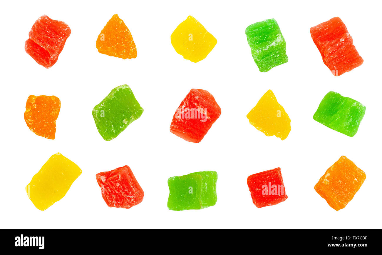colored candied fruit path isolated on white Stock Photo