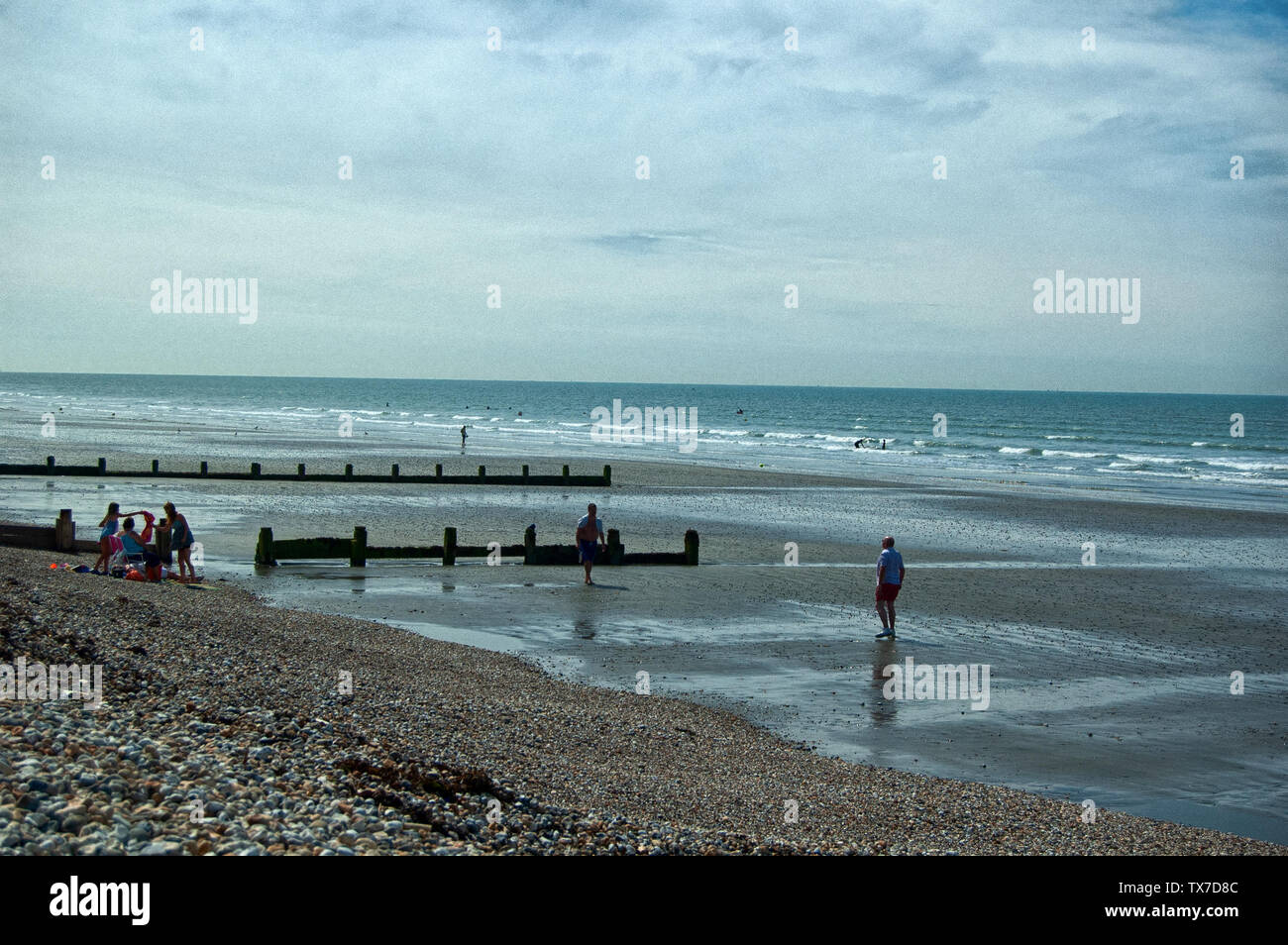 On the beach at low tide at Bracklesham Bay, Sussex Stock Photo Alamy
