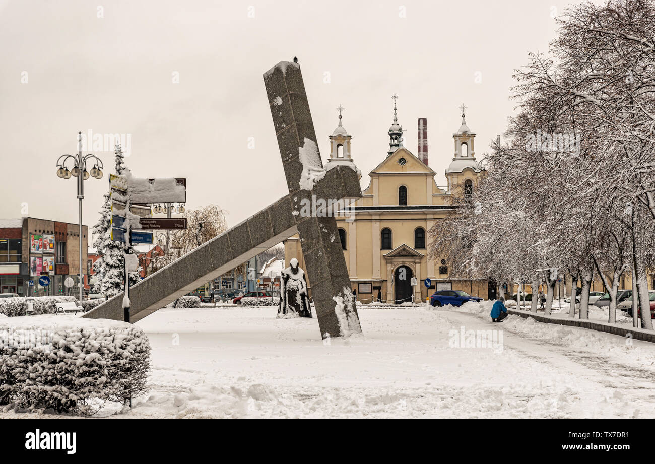 Czestochowa, Poland – Feb 4, 2019: View at the complex of the parish church of St Sigismund and a former Pauline monastery in Czestochowa, Poland. Stock Photo