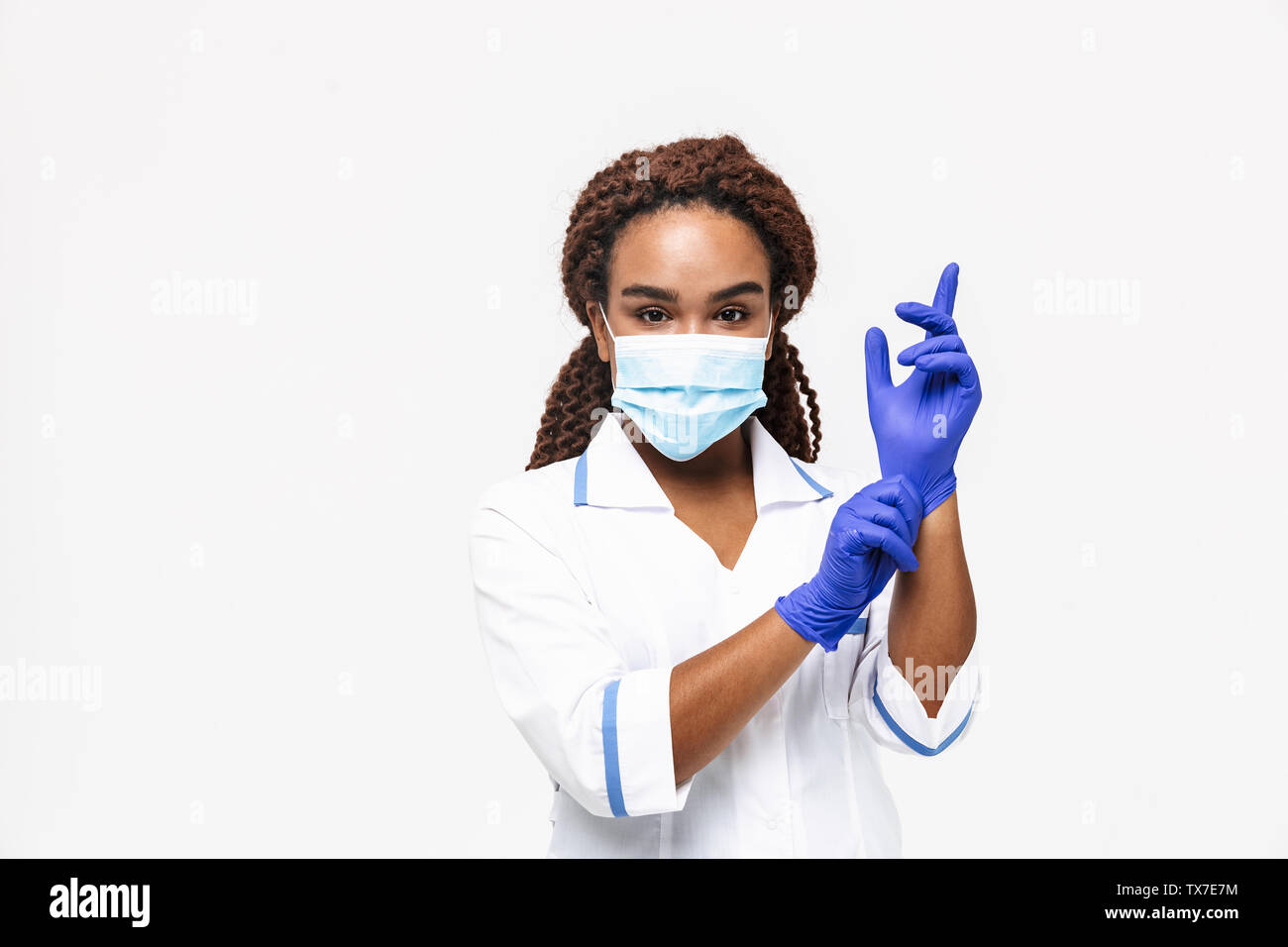 Image of african american nurse or doctor woman wearing medical face ...