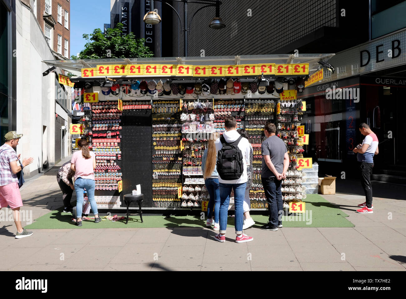 A general view of a souvenir kiosk on Oxford Street, London, UK Stock Photo