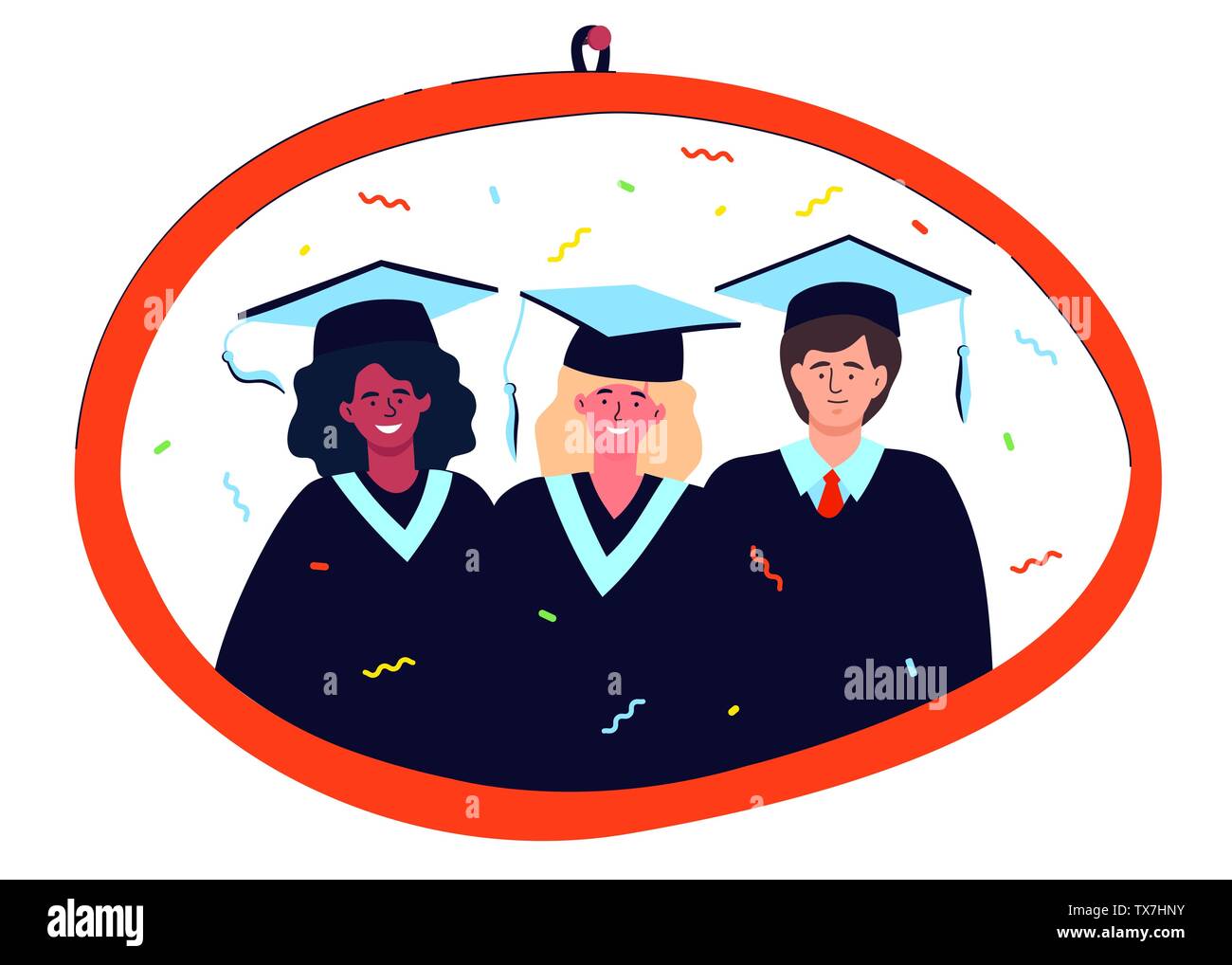 Graduation photo - colorful flat design style illustration Stock Vector