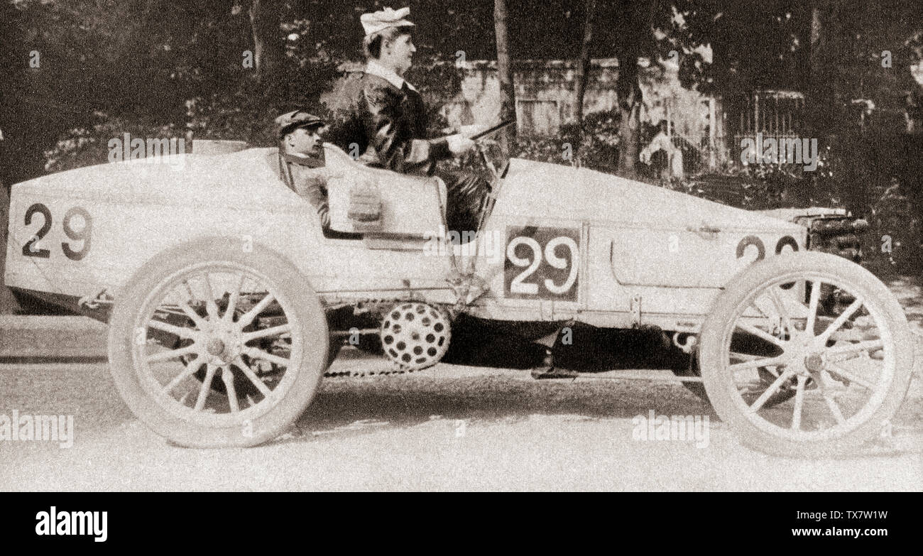 A De Dietrich chain driven racing car, 1902.  From The Pageant of the Century, published 1934. Stock Photo