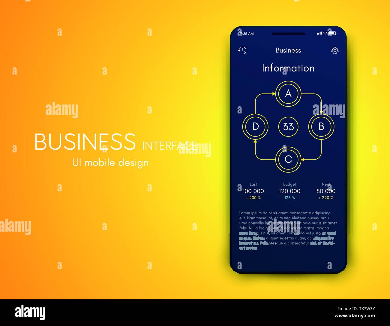 Vector graphics mobile infographics with four options. Template for creating mobile applications, workflow layout, diagram, banner, web design Stock Vector