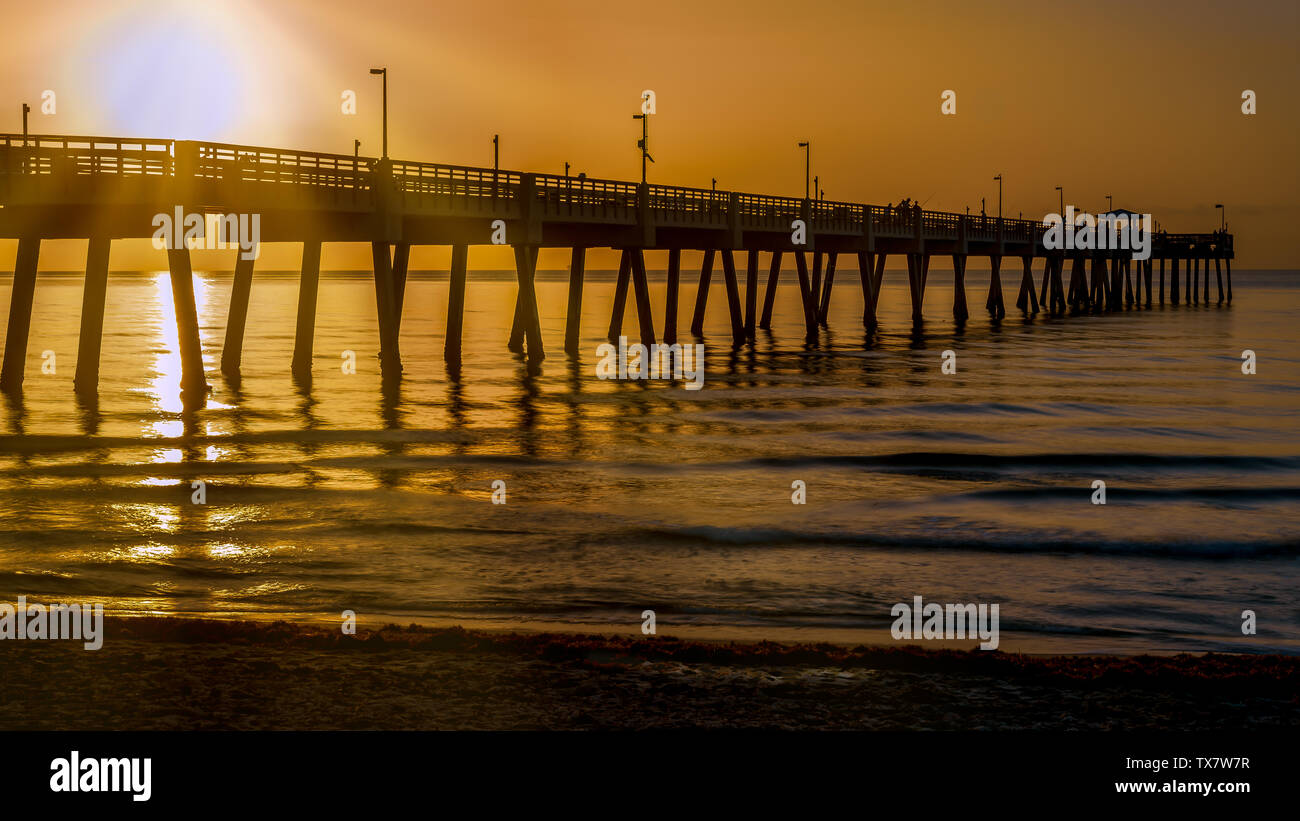 Sunrise Dania Beach Pier in South Florida Stock Photo