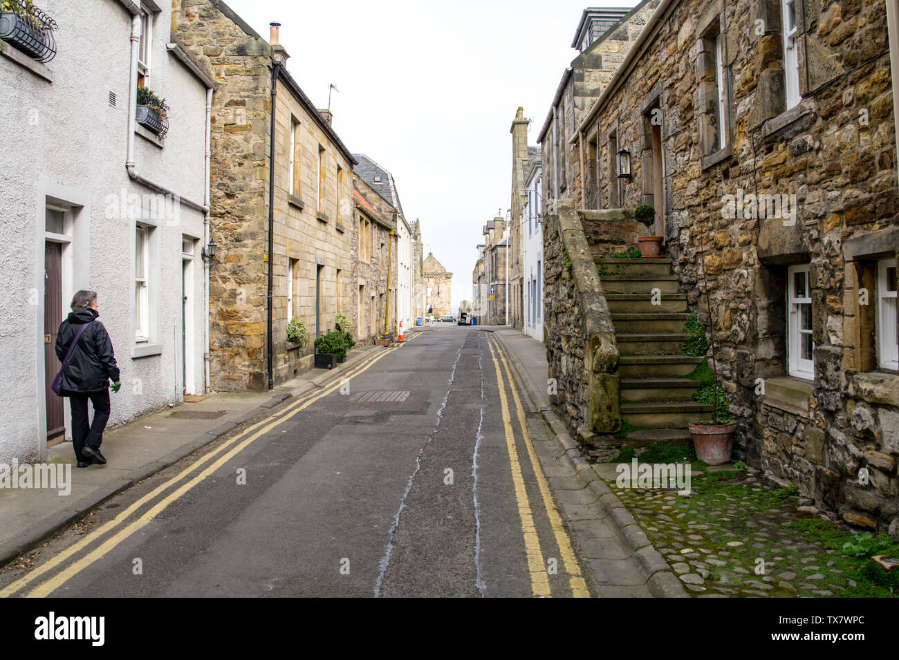 St. Andrews, Scotland - Mar 23 2012 : Cobbled streets and old