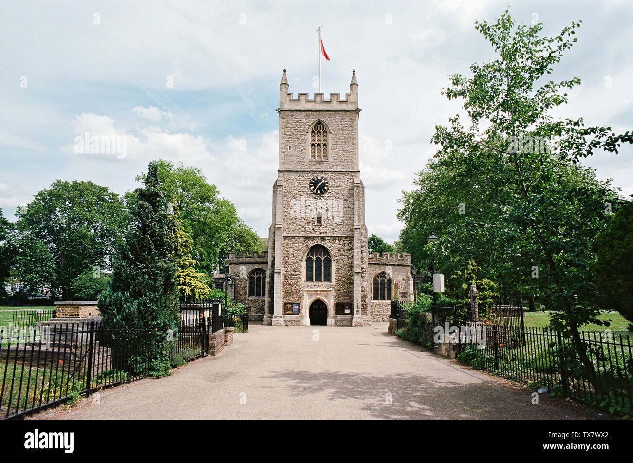 The historic church of St Dunstan, Stepney, in London's East End, UK Stock Photo