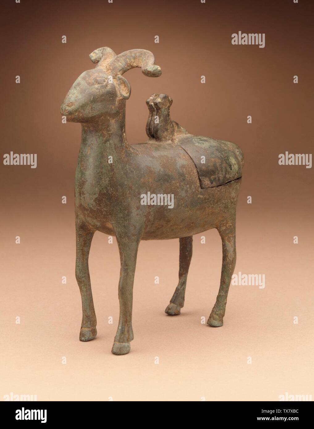 Lamp (Deng) in the Form of a Ram;  Western Inner Mongolia, 5th-3rd century B.C. Furnishings; Lighting Bronze Gift of Carl Holmes (63.36.1); 5th-3rd century B.C.; Stock Photo