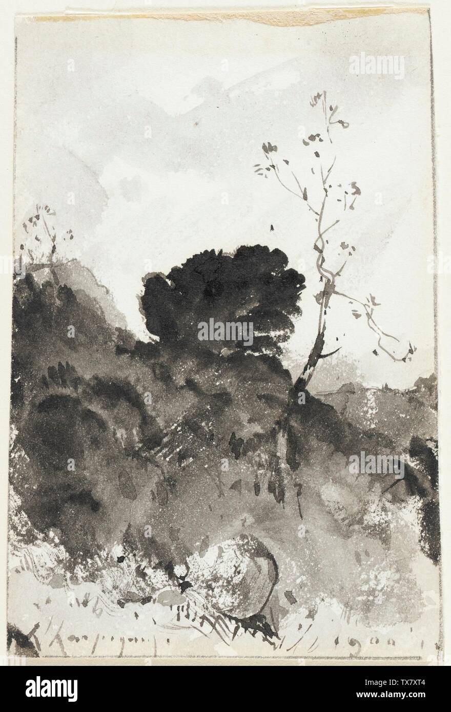 Landscape;  France, 1900 Drawings Pen, brush and gray wash Gift of Dr. and Mrs. Werner Z. Hirsch (M.85.183.2) Prints and Drawings; 1900date QS:P571,+1900-00-00T00:00:00Z/9; Stock Photo