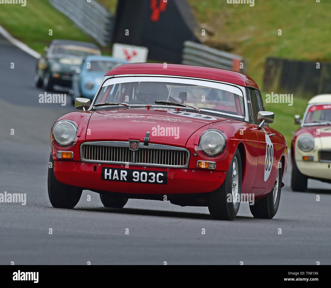 Simon Barker, MGB, Equipe GTS, Masters Historic Festival, Brands Hatch, May 2019. Brands Hatch, classic cars, classic event, Classic Racing Cars, FIA, Stock Photo