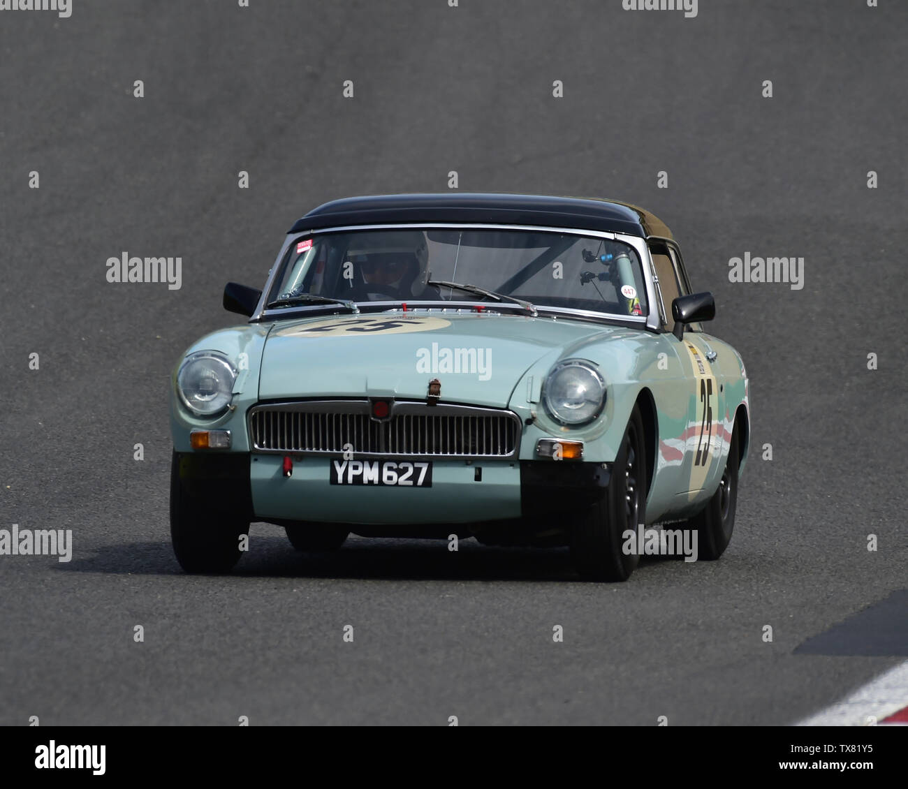 Niall Sinclair, MGB, Equipe GTS, Masters Historic Festival, Brands Hatch, May 2019. Brands Hatch, classic cars, classic event, Classic Racing Cars, FI Stock Photo