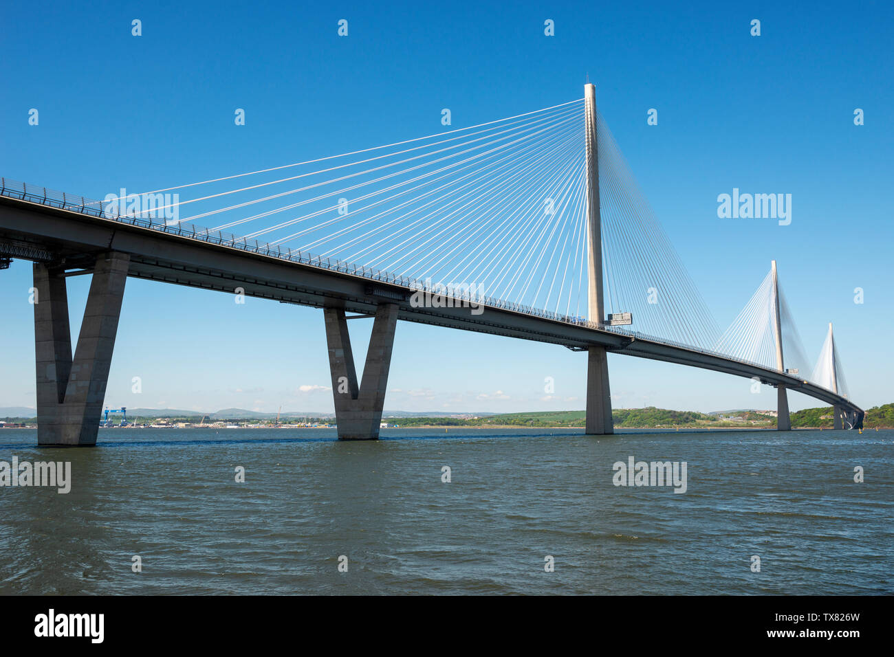 New Queensferry Crossing road bridge spanning River Forth viewed from Port Edgar, Queensferry, Scotland, UK Stock Photo