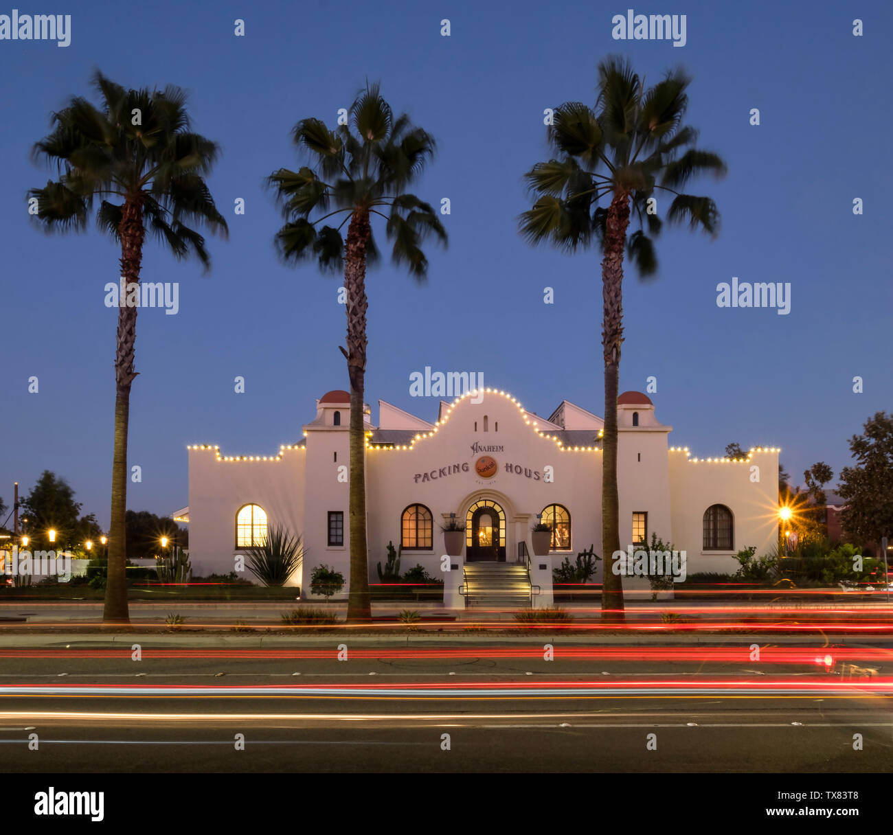 The Packing House at night, Anaheim, Los Angeles, California, USA Stock Photo