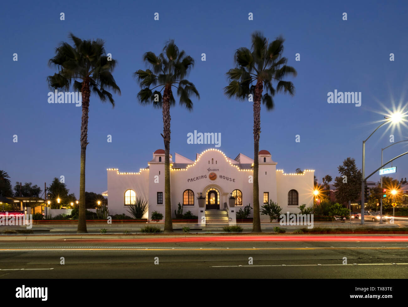The Packing House at night, Anaheim, Los Angeles, California, USA Stock Photo