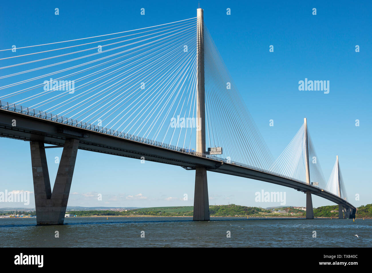 New Queensferry Crossing road bridge spanning River Forth viewed from Port Edgar, Queensferry, Scotland, UK Stock Photo