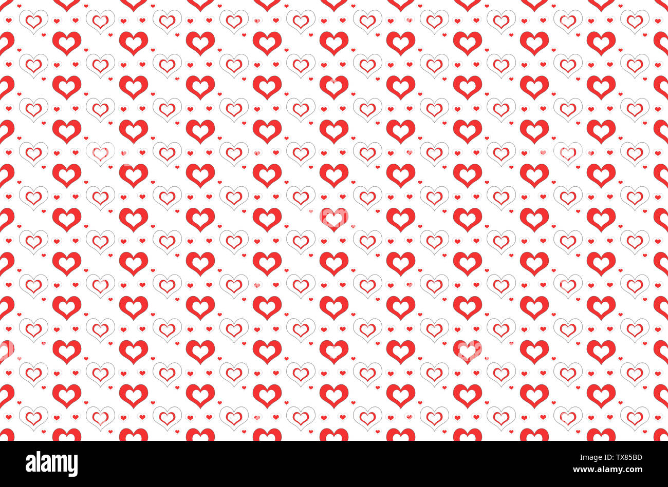 Red hearts seamless pattern on white background for fabric, textile or ...