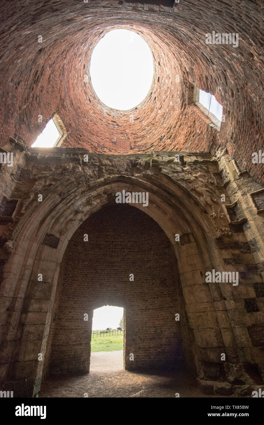 St Benets Abbey, Norfolk, interior of the old windmill built over the ...