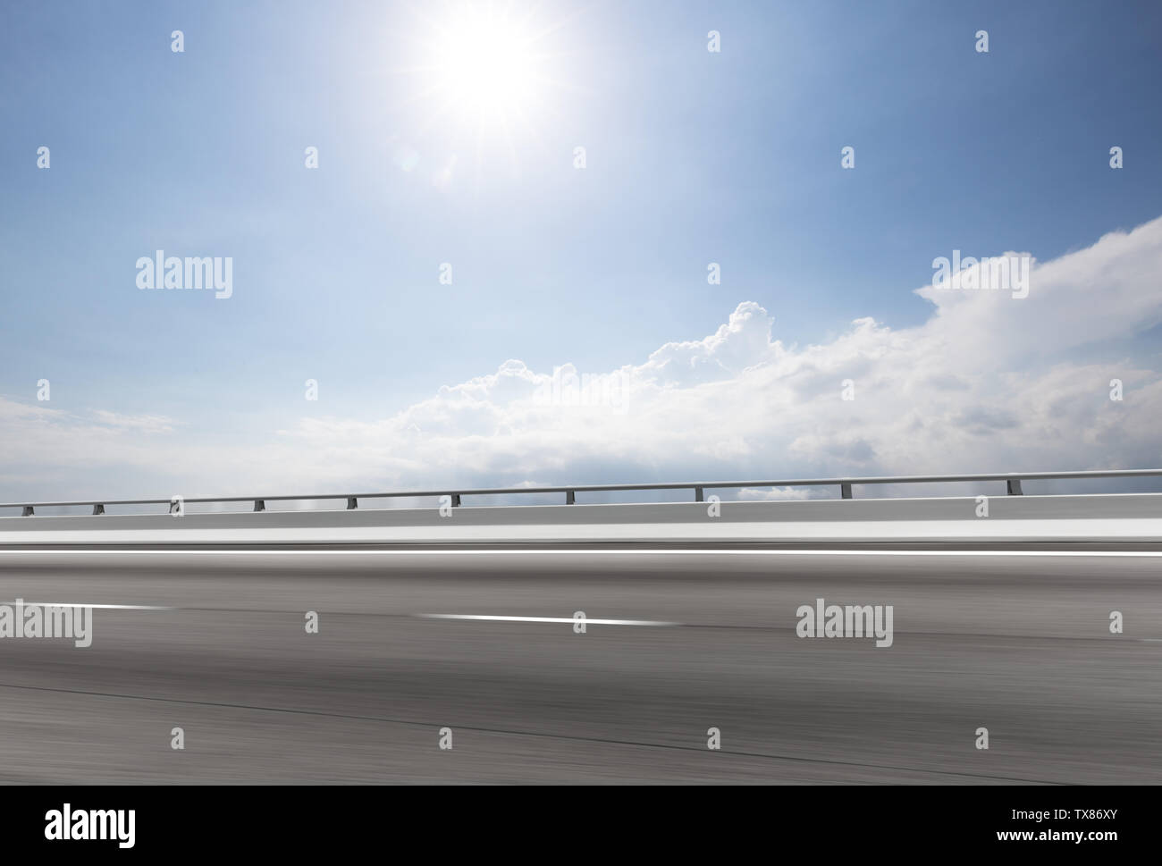 Empty road with blue cloudsky Stock Photo